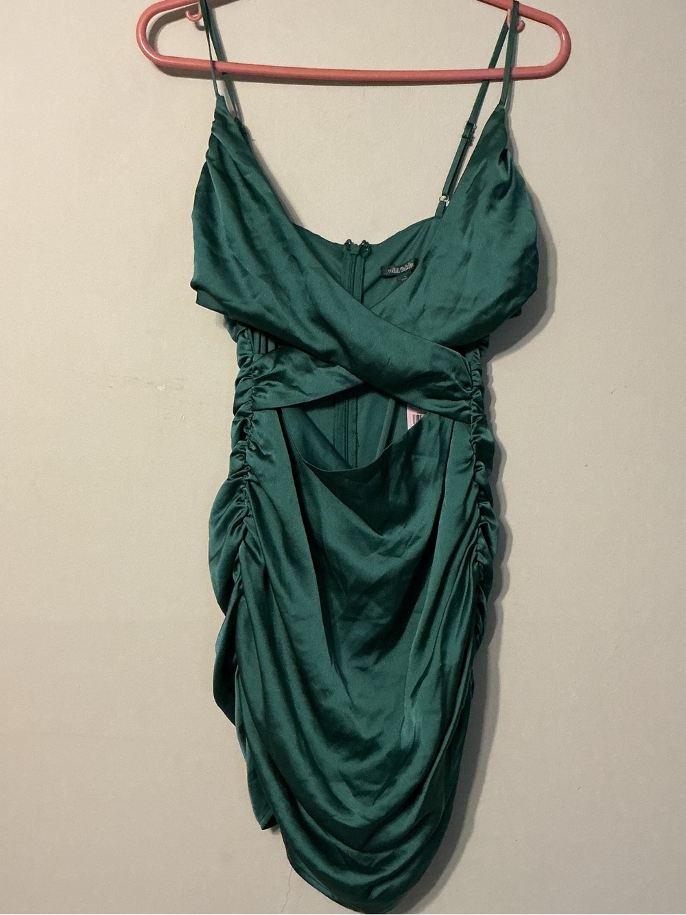Wild Fable Emerald Green Ruched Mini Dress